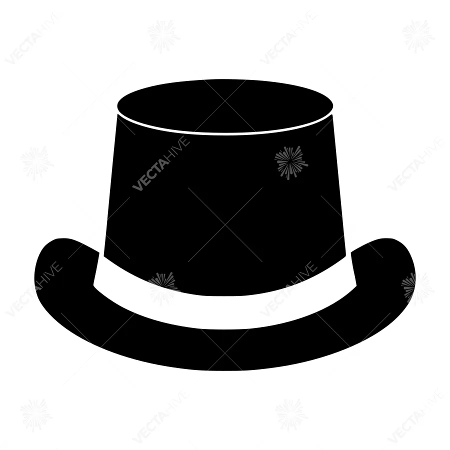 Black Top Hat Icon - Vector Illustration