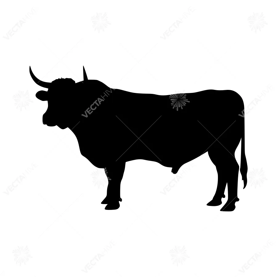 Black Bull Silhouette Vector Graphic