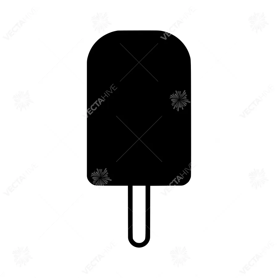 Black Ice Cream Popsicle Icon - Simple Vector Illustration