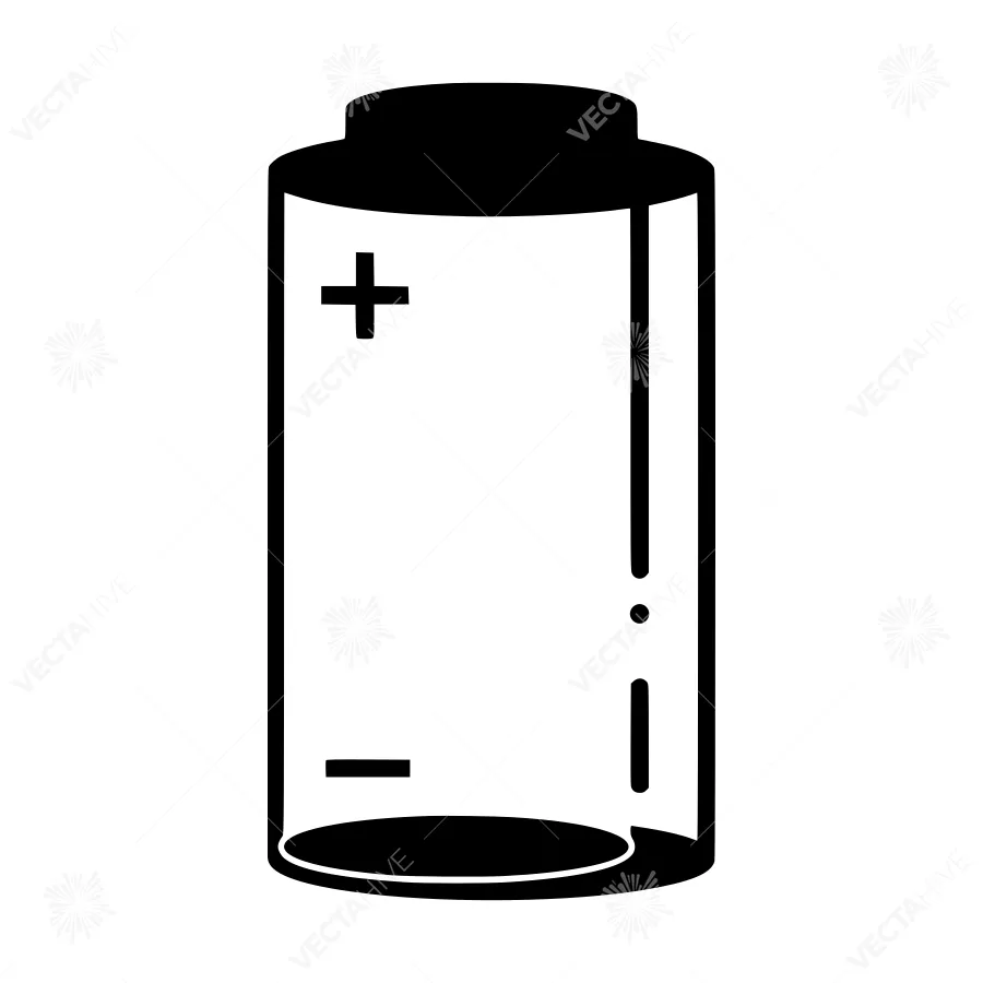 Battery Icon - Black Outline Vector