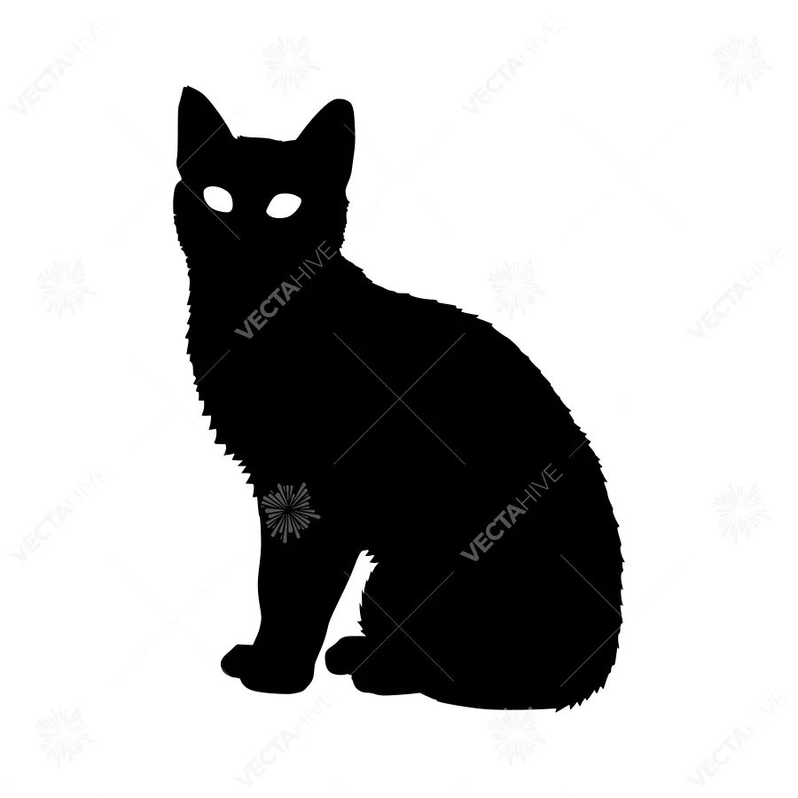 Black Cat Silhouette - Minimalist Vector