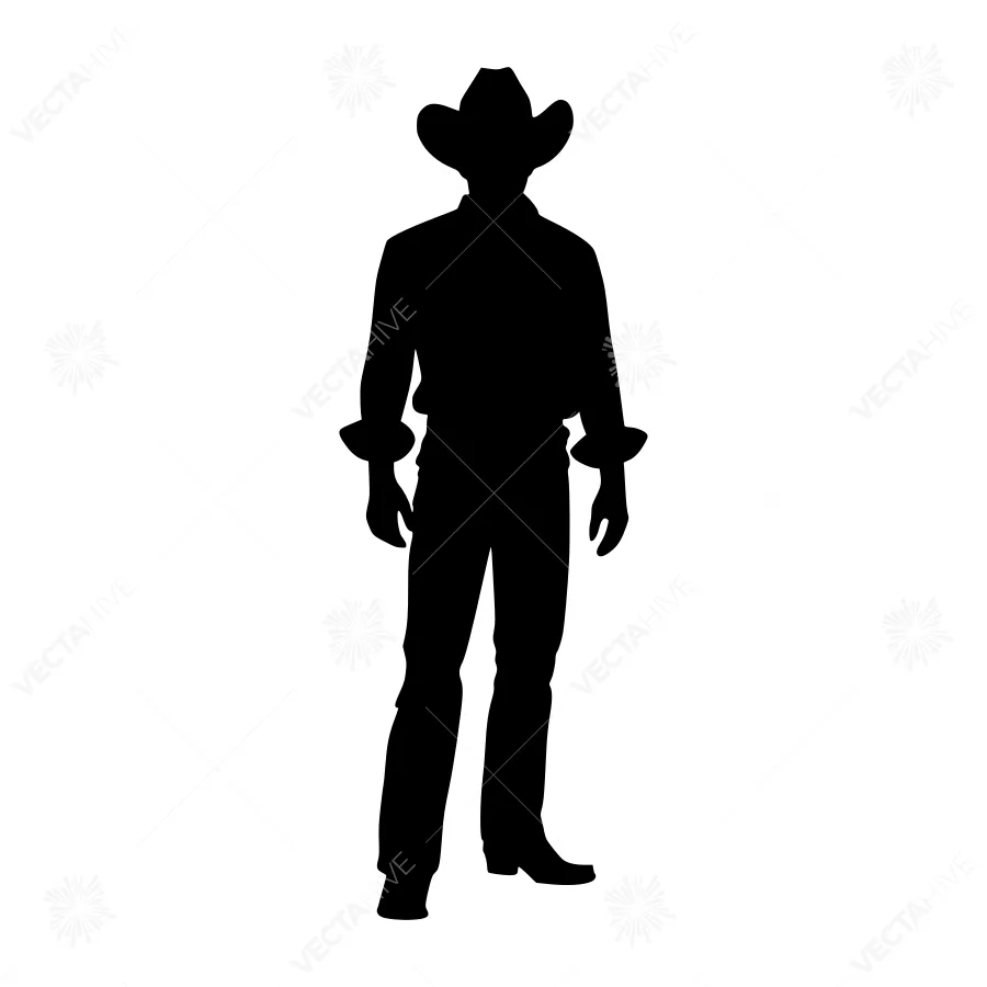Cowboy Silhouette Black Outline