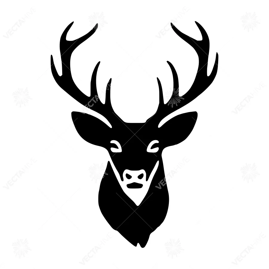 Black Silhouette Deer Head Graphic