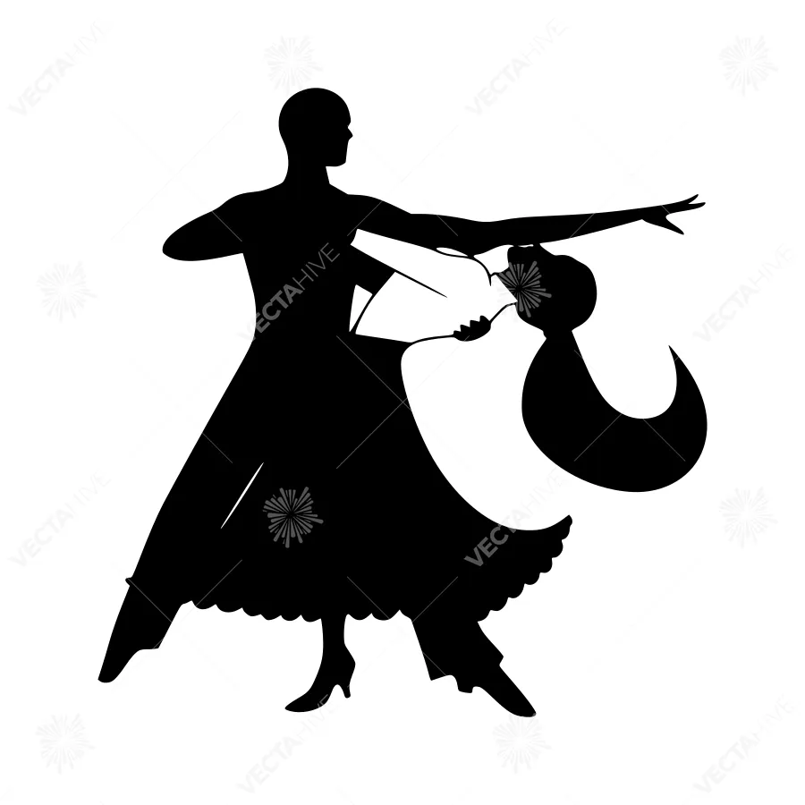 Ballroom Dance Silhouette - Elegant Black Outline