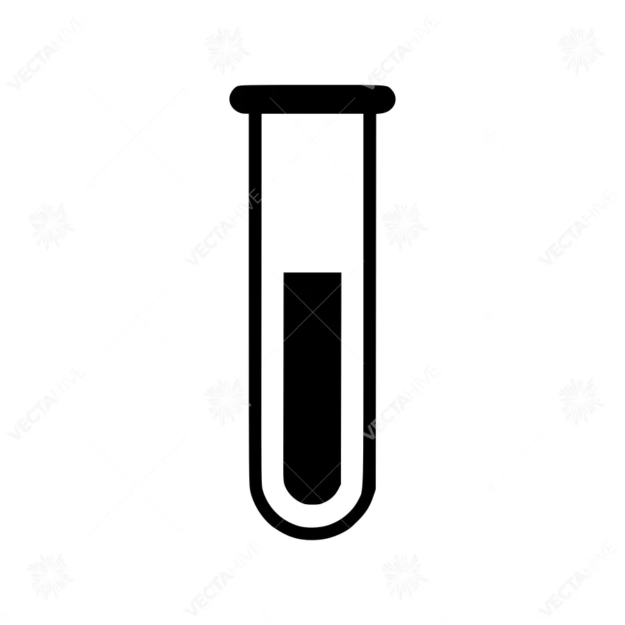 Test Tube Icon - Black on White