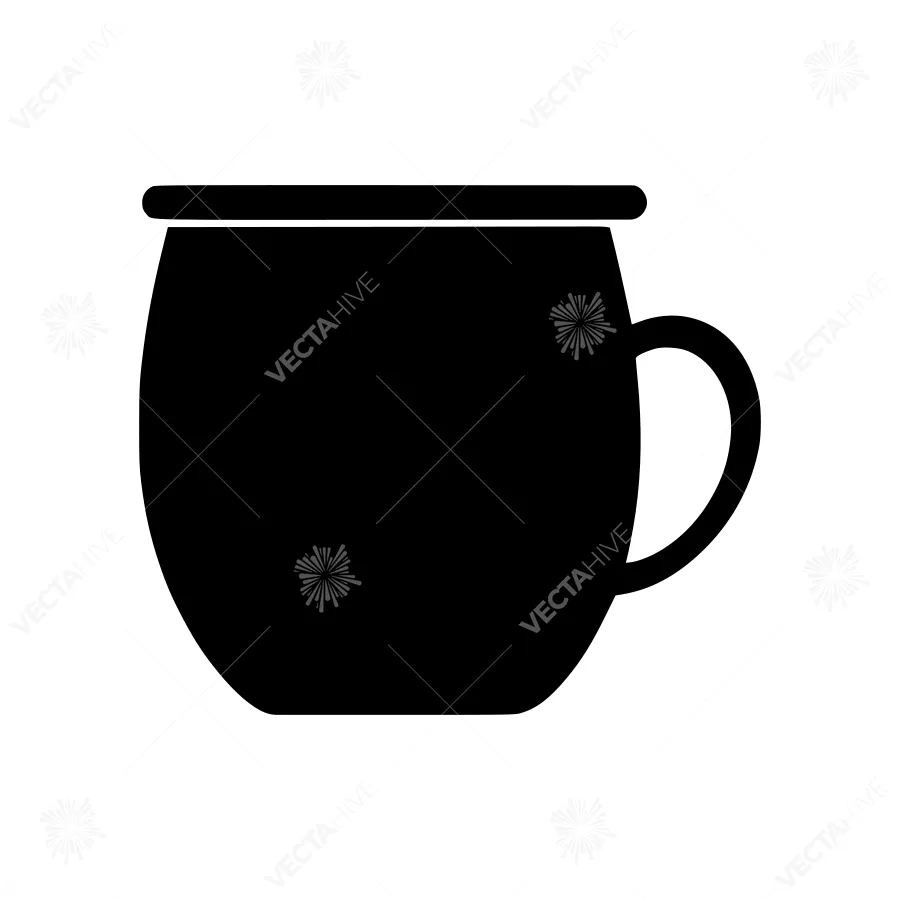 Black Tea Cup Icon - Minimalist Vector Illustration