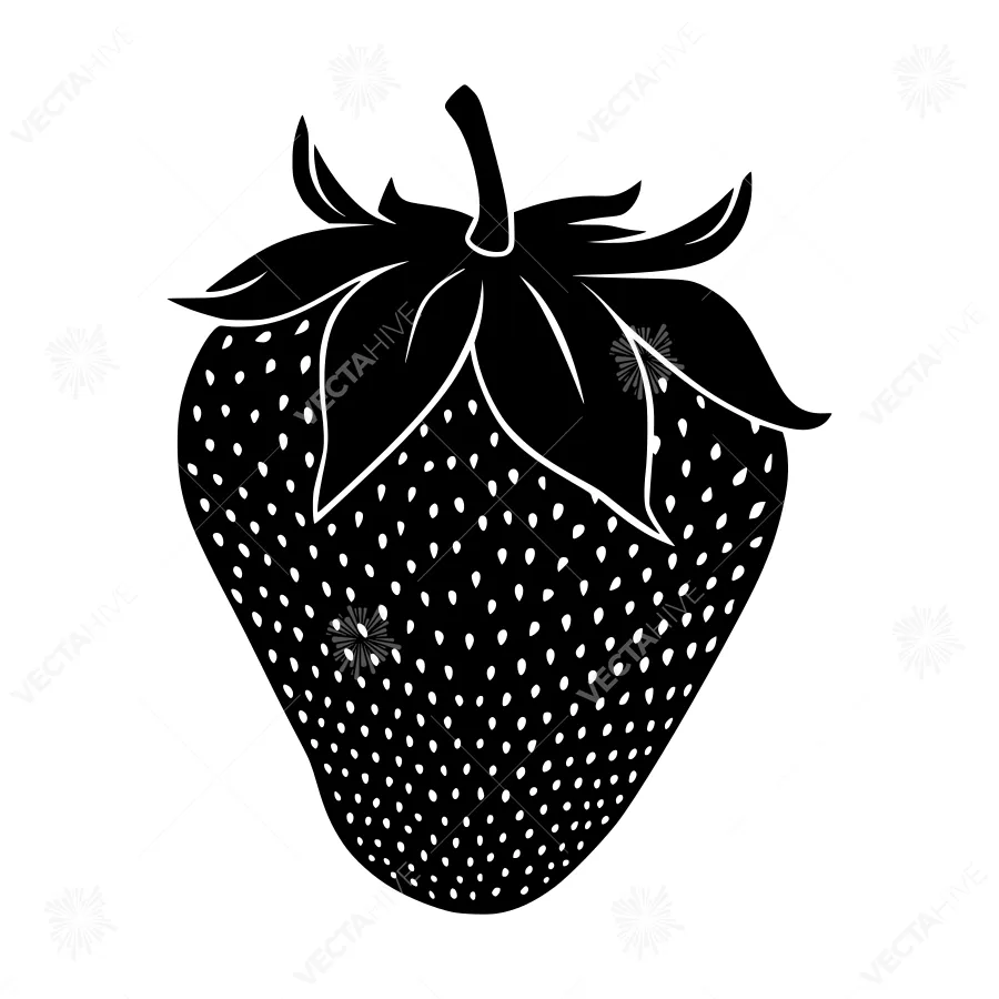 Black Strawberry Silhouette Vector Illustration