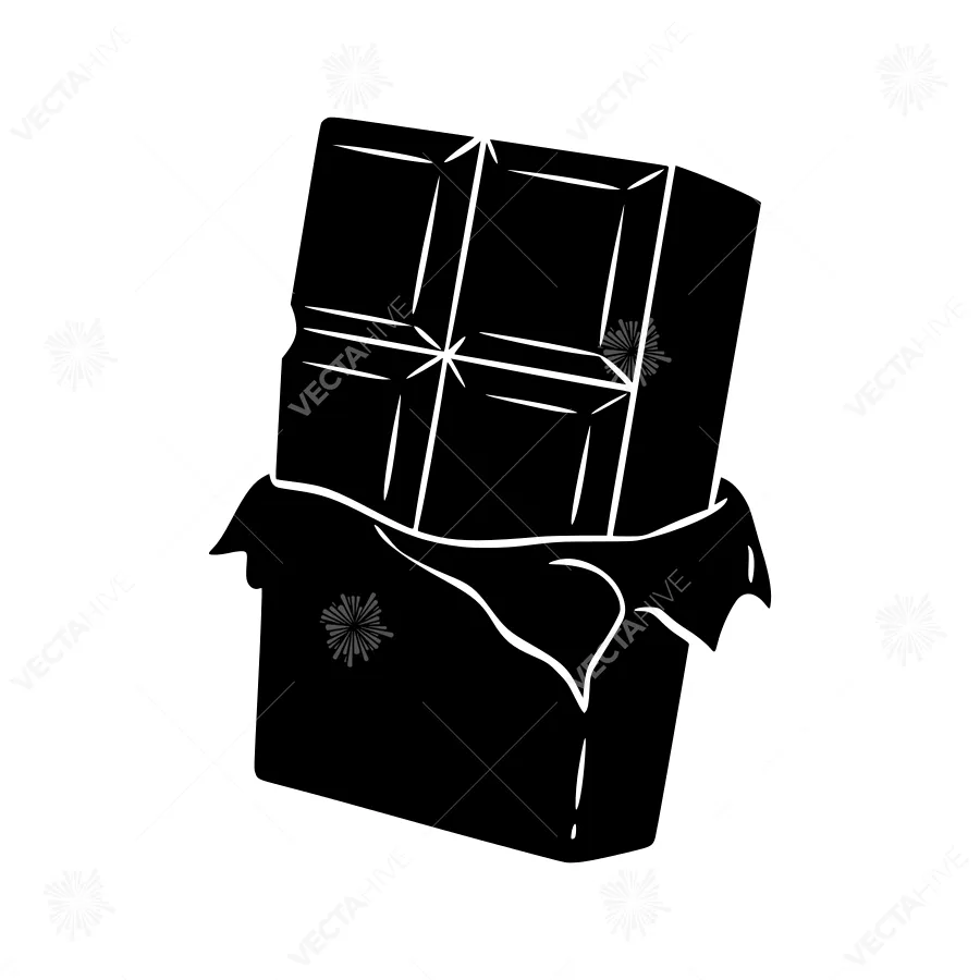 Chocolate Bar Silhouette - Black & White Vector