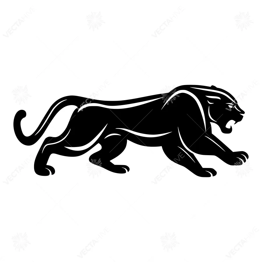 Black Silhouette Lion Graphic Vector Illustration