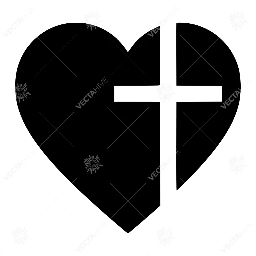 Heart & Cross Icon - Christian Symbol