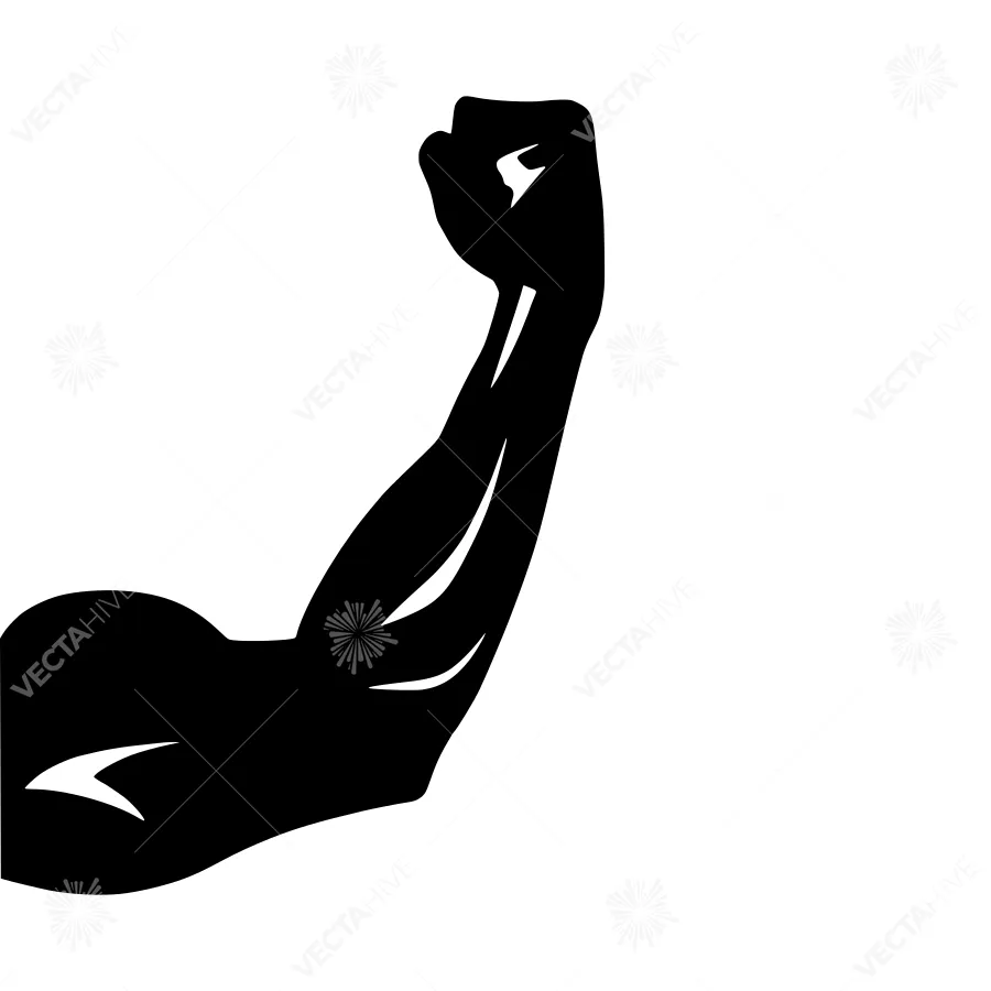 Black Muscle Arm Silhouette Vector