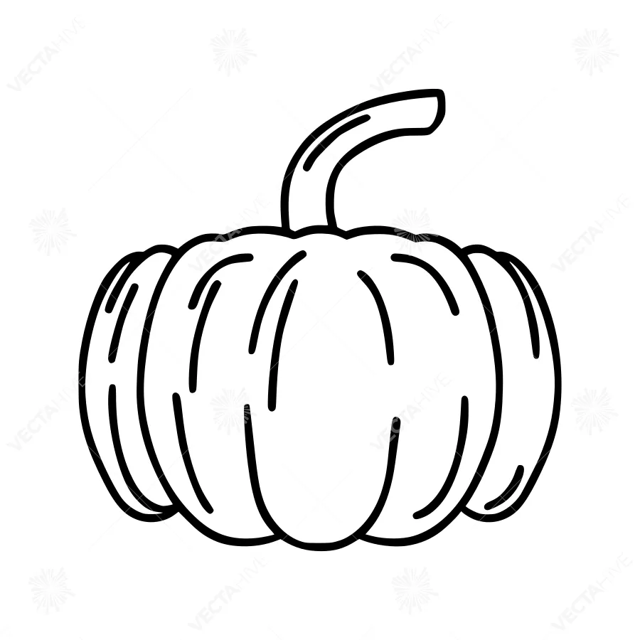 Line Art Pumpkin Icon - Fall Illustration
