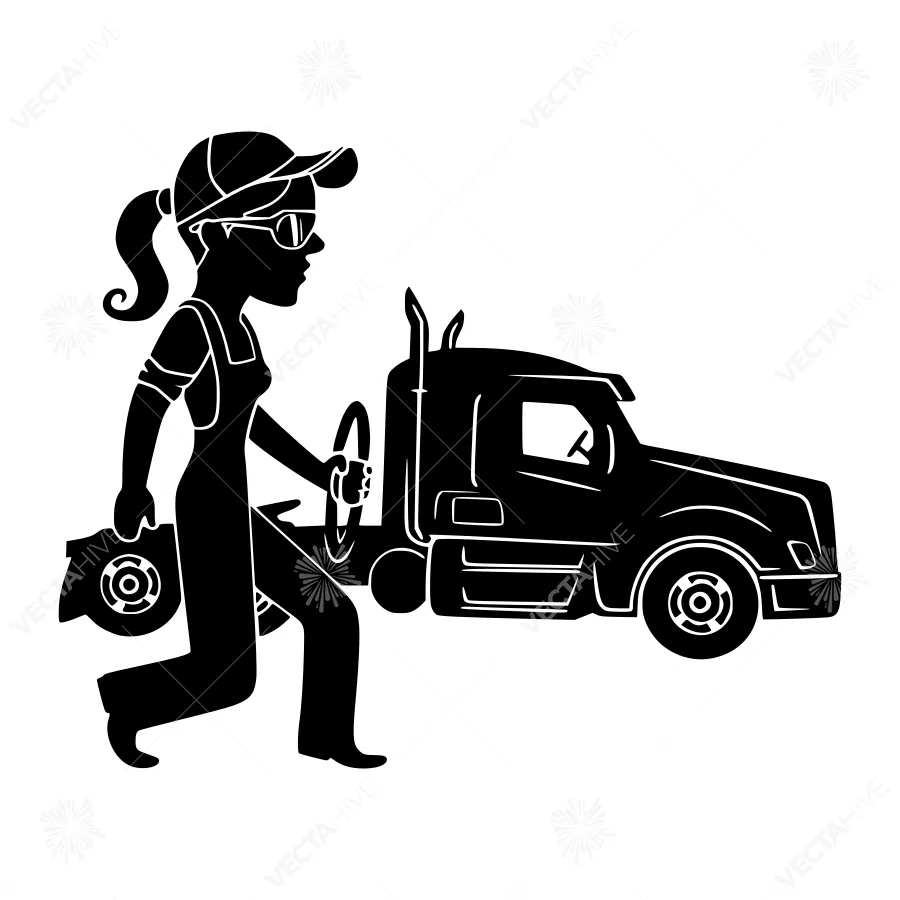 Truck Driver Silhouette Vector Illustration