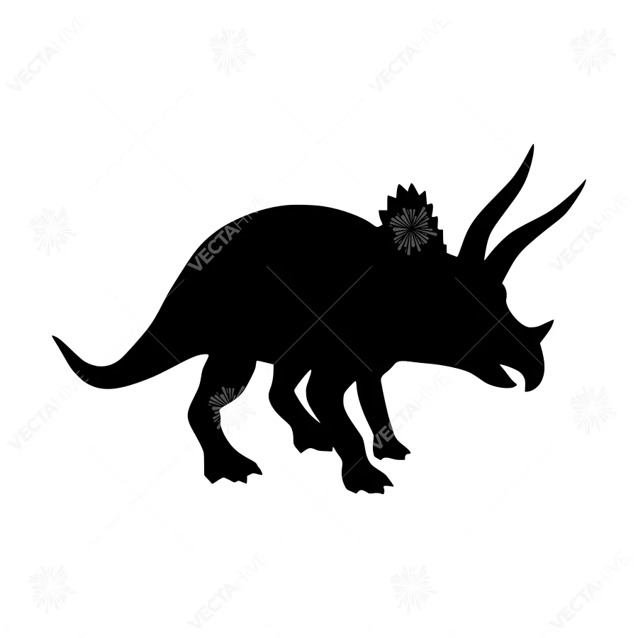 Black Silhouette Triceratops Dinosaur