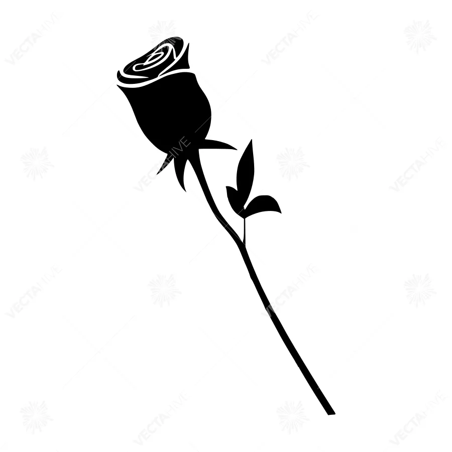 Black Rose Silhouette Vector Illustration