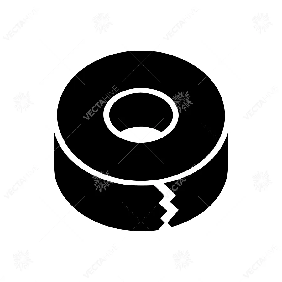 Tape Roll Icon - Black Silhouette