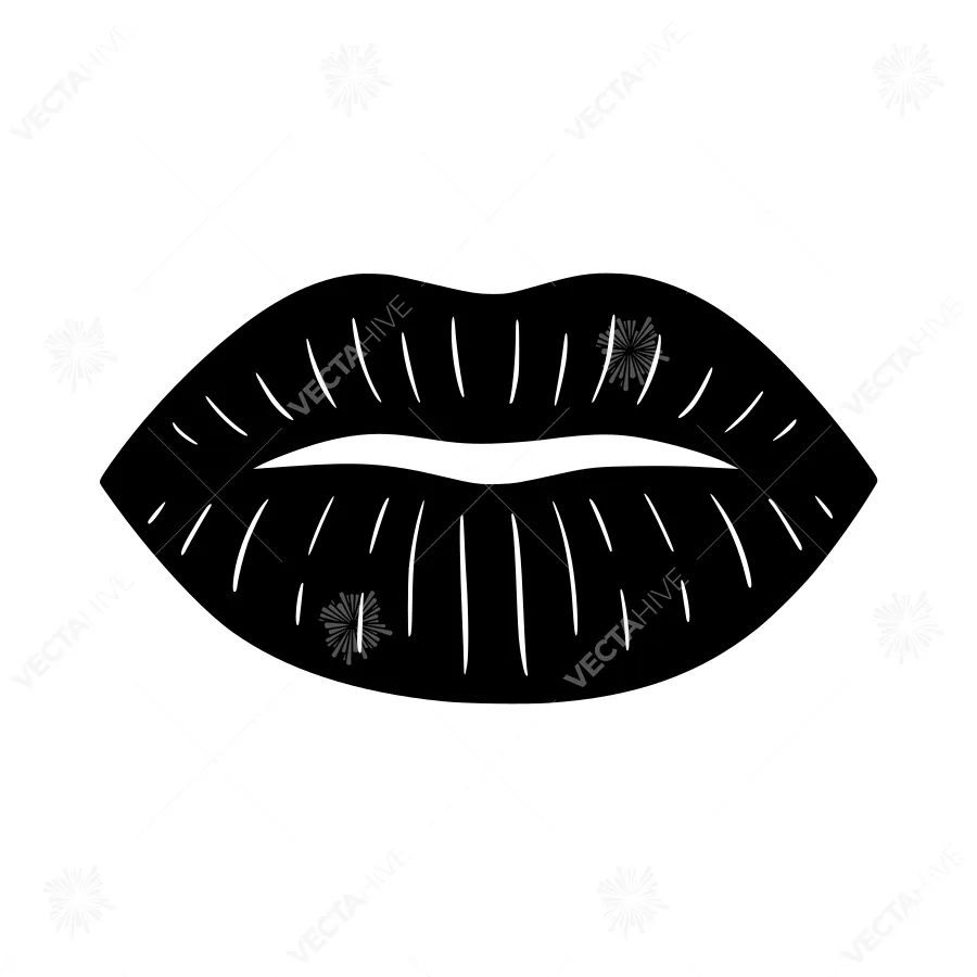 Black Lips Outline Icon - Minimalist Design