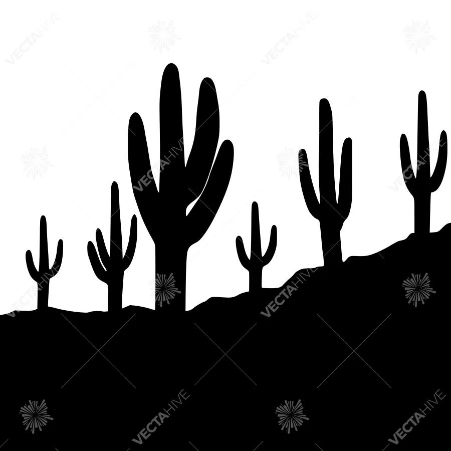 Desert Silhouette Cactus Landscape