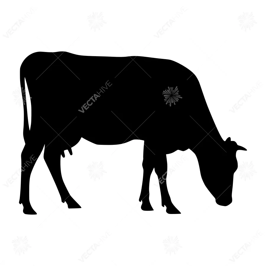 Black Cow Silhouette - Farm Animal Vector