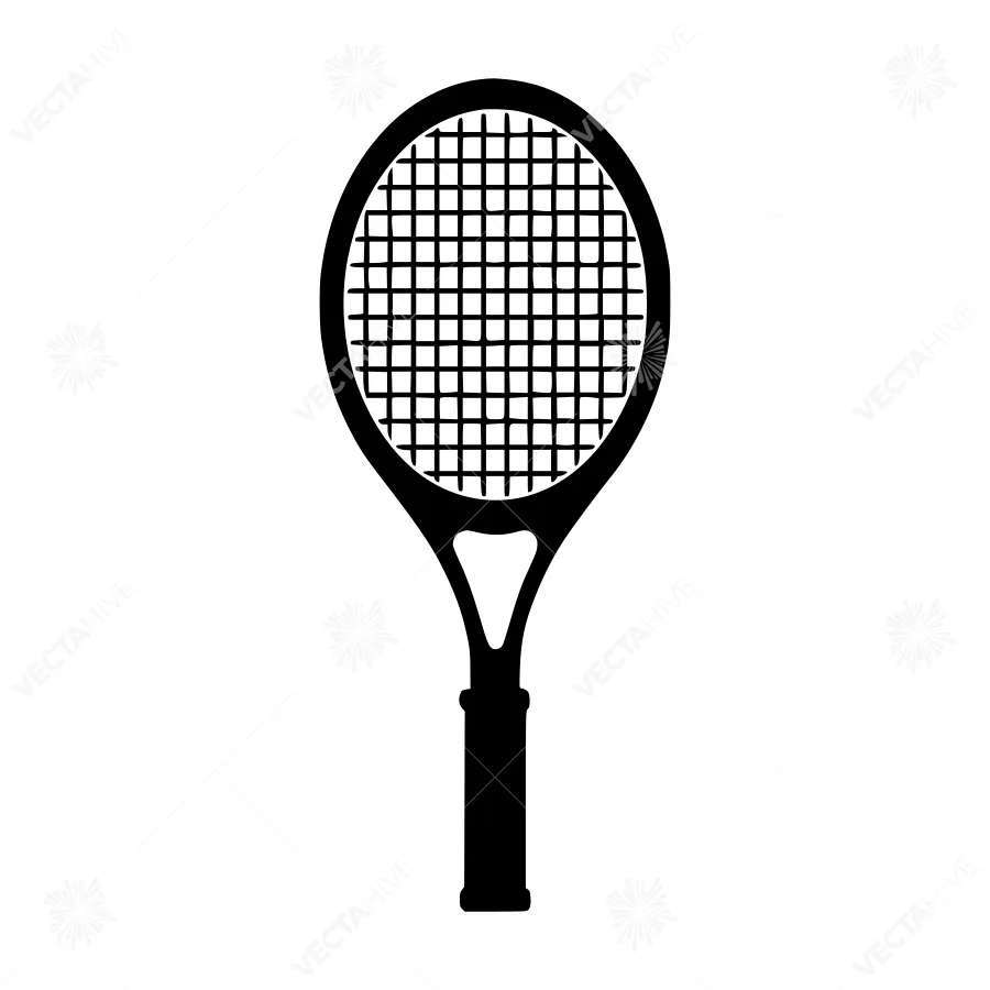 Tennis Racket Icon - Black Silhouette