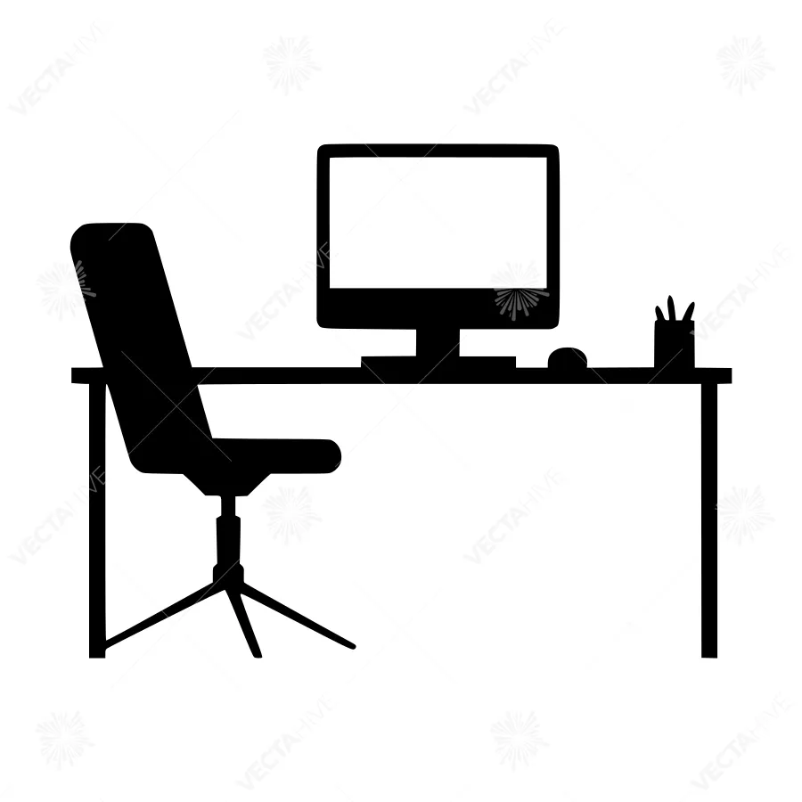 Office Desk Silhouette Icon