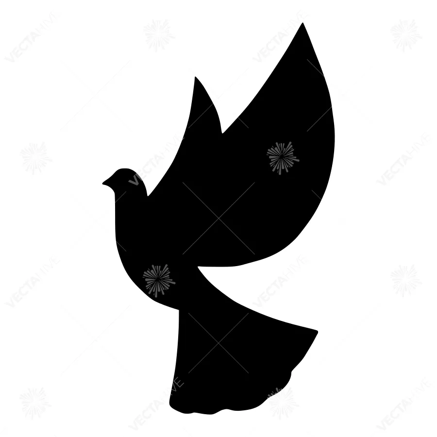 Black Dove Silhouette - Peace Symbol