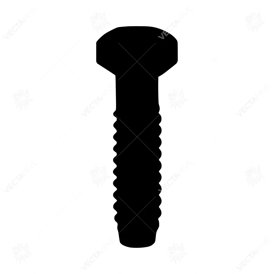 Black Screw Silhouette on White Background