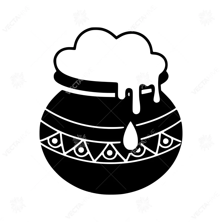 Black Pot Silhouette with Cloud & Droplet