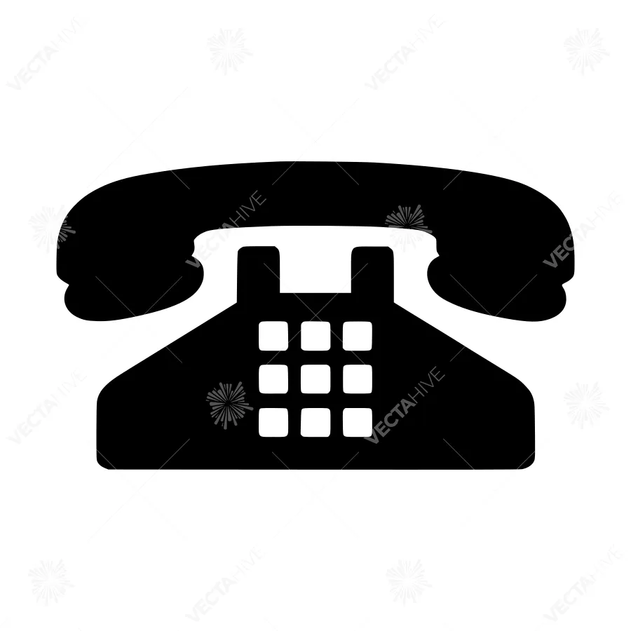 Vintage Telephone Icon - Black Silhouette