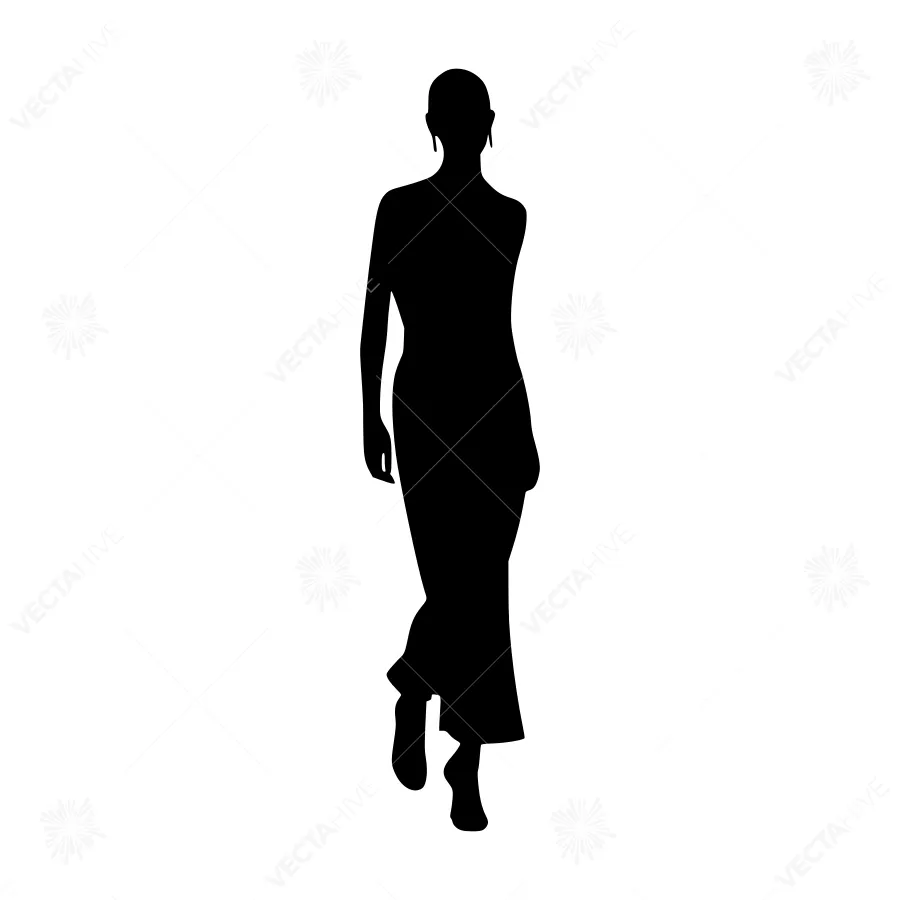 Silhouette Woman Walking - Fashion Illustration
