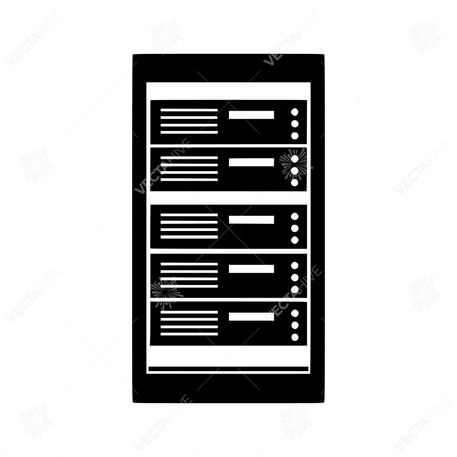 Server Rack Icon - Black Outline