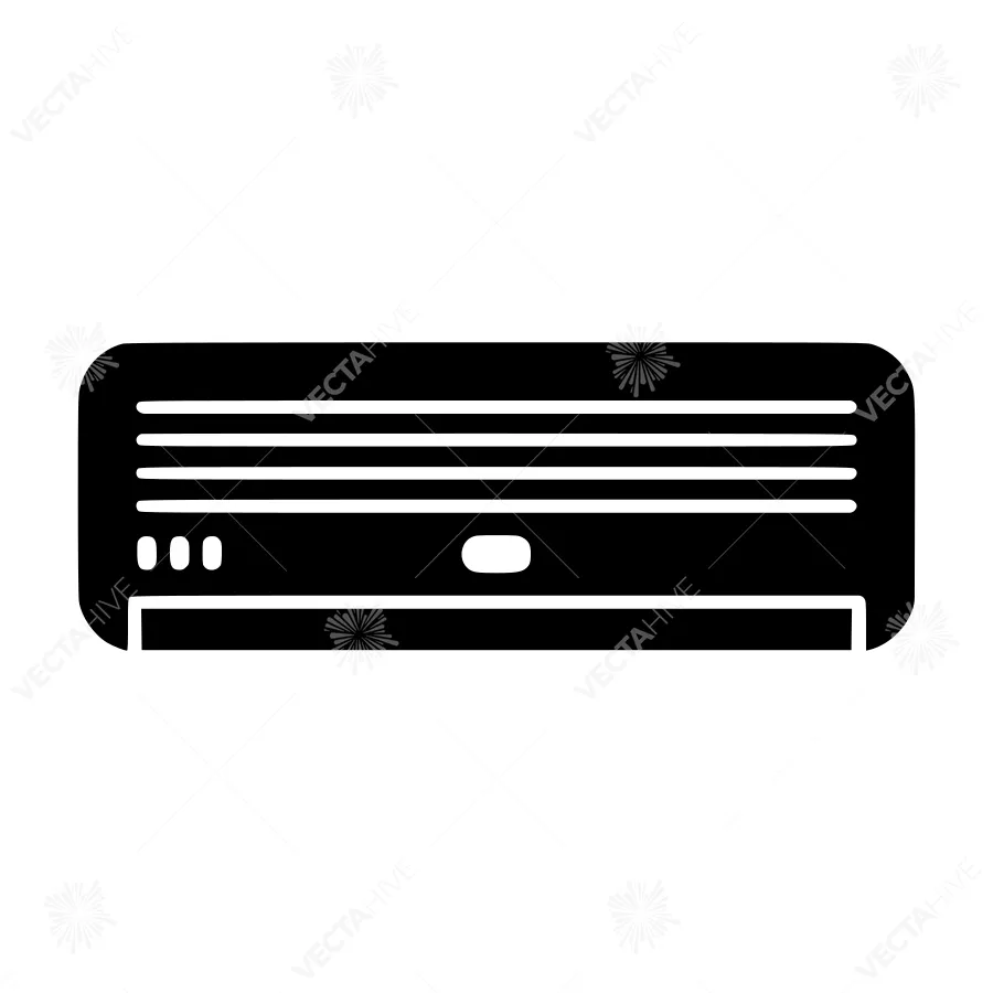Black Air Conditioner Icon - Vector Illustration