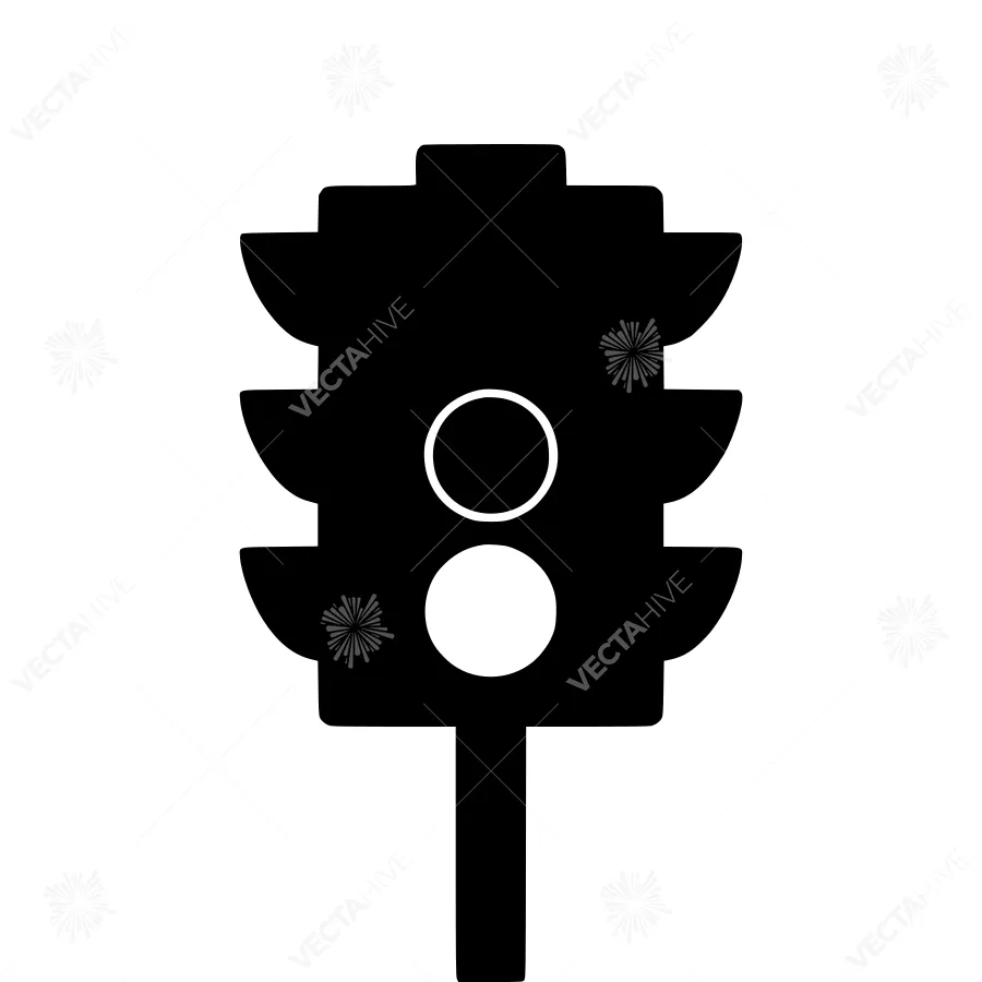 Black Traffic Light Icon - Vector Illustration