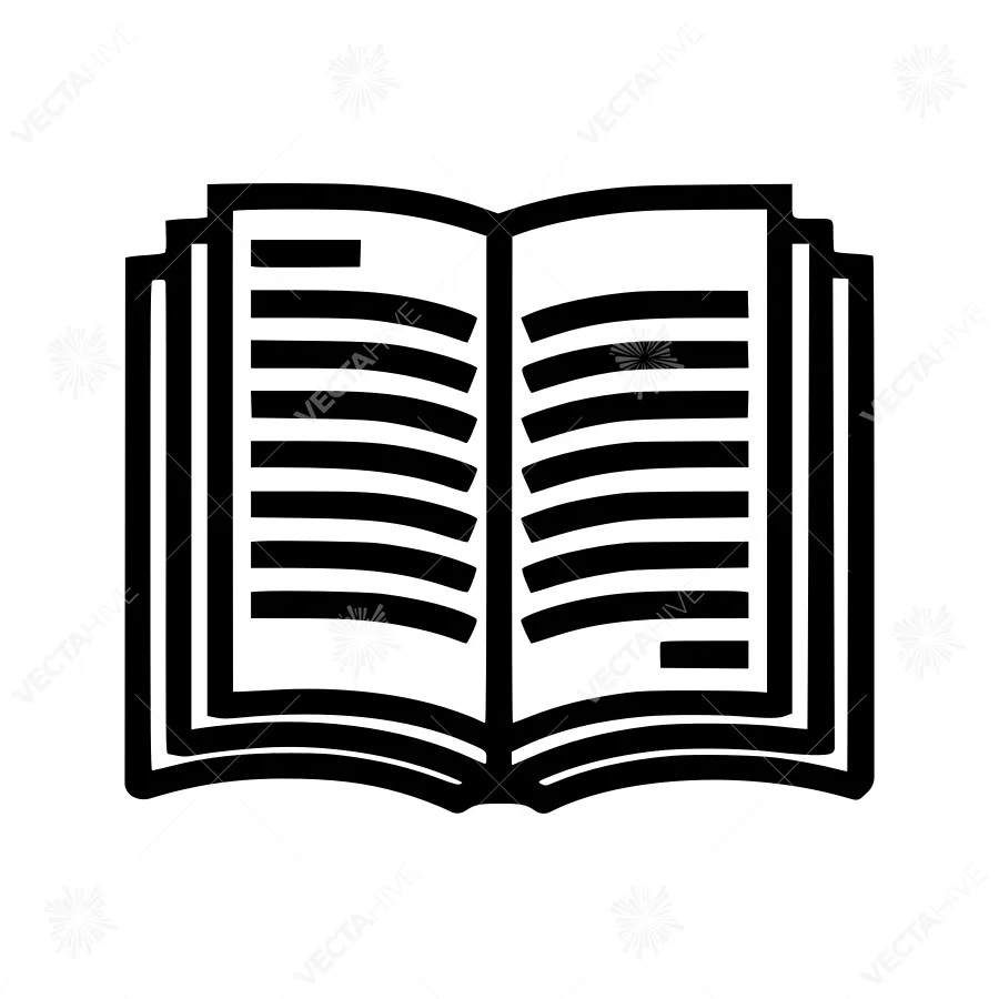 Open Book Icon - Black Outline