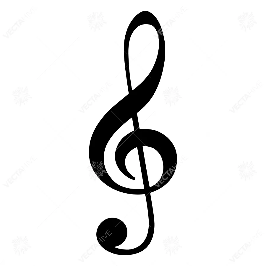 Black Music Clef Icon - Vector Illustration