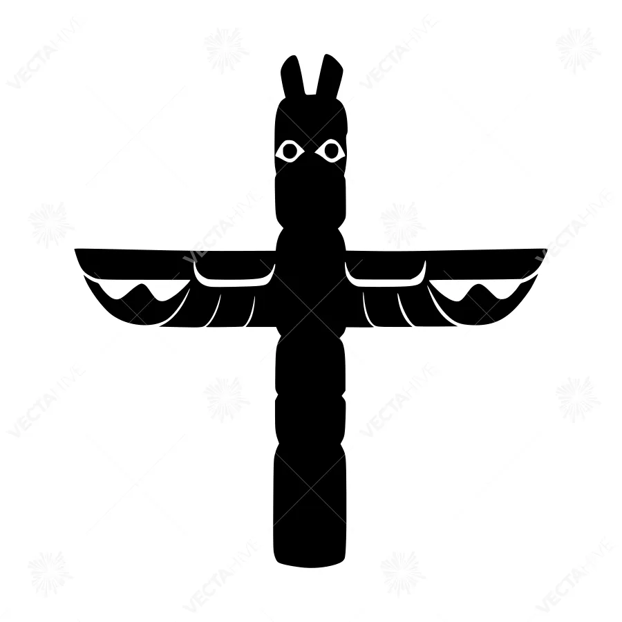Totem Pole Silhouette - Tribal Design Vector
