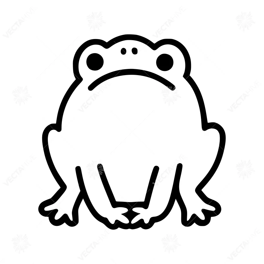 Sad Frog Line Art Icon