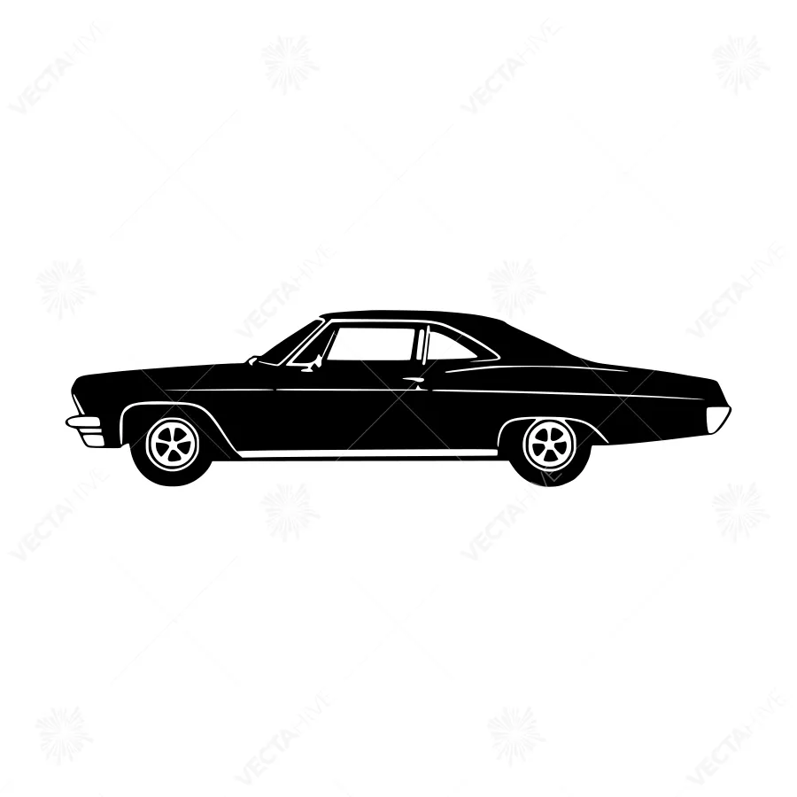 Vintage Car Silhouette Black & White