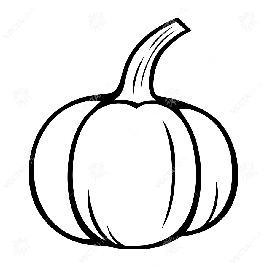 Black and White Pumpkin Outline Vector