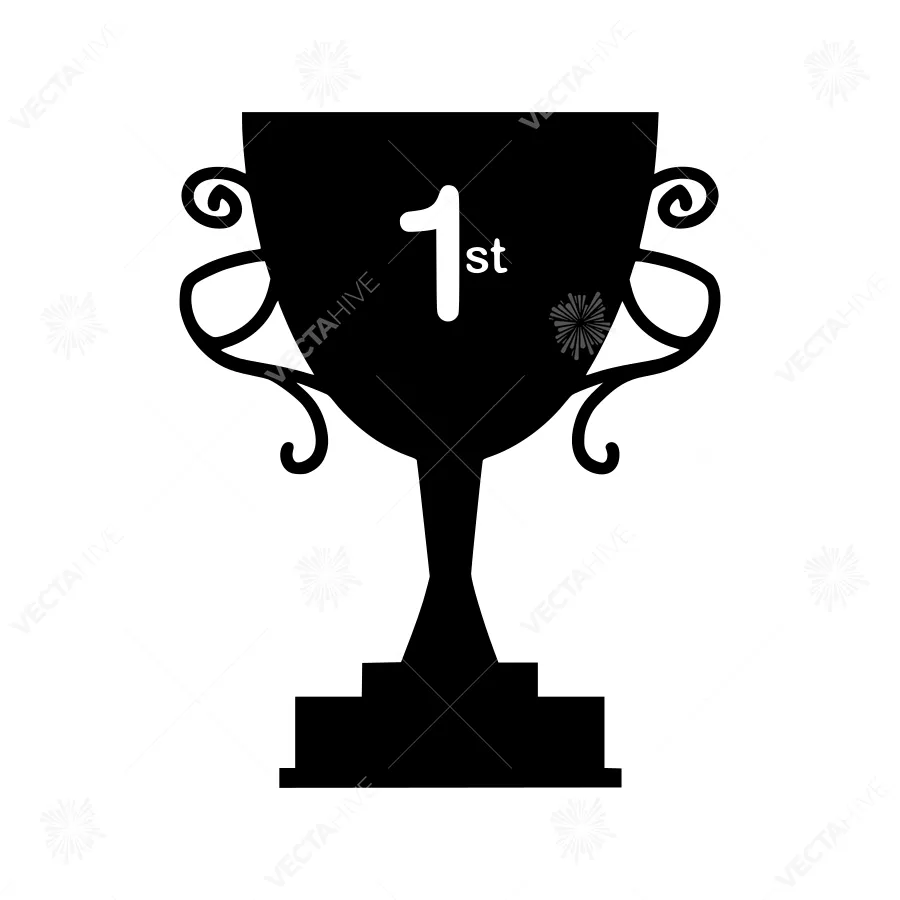 Black Trophy Cup - 1st Place Award Vector