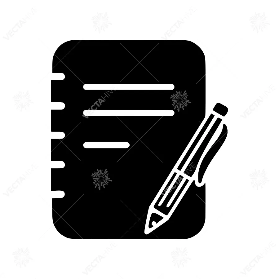 Notebook and Pen Icon - Vector Illustration