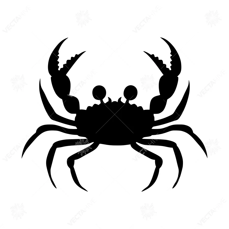 Black Crab Silhouette Vector Illustration