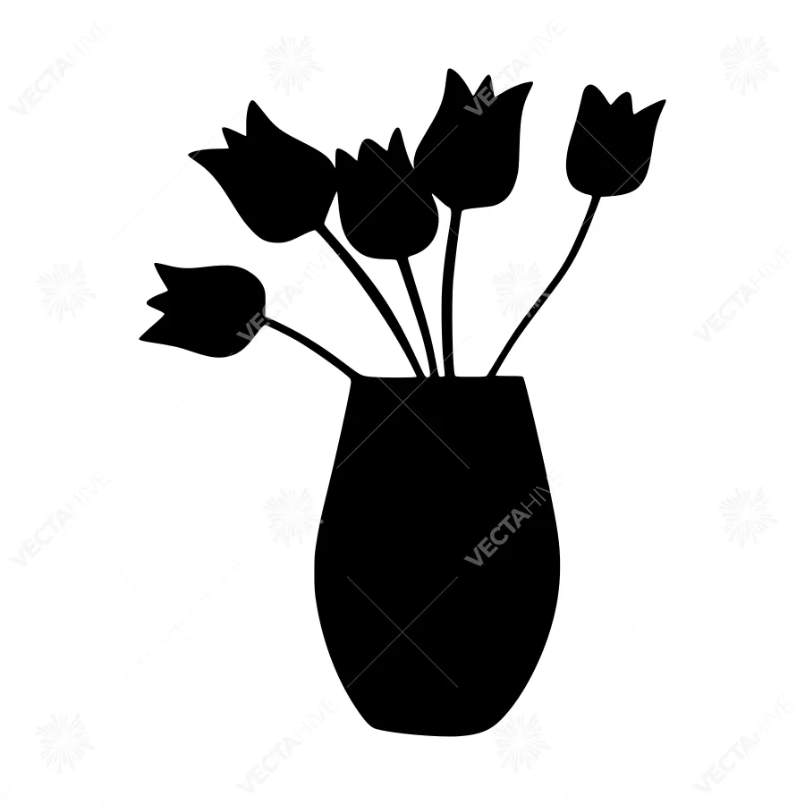 Silhouette Tulips in Vase - Minimalist Floral Design