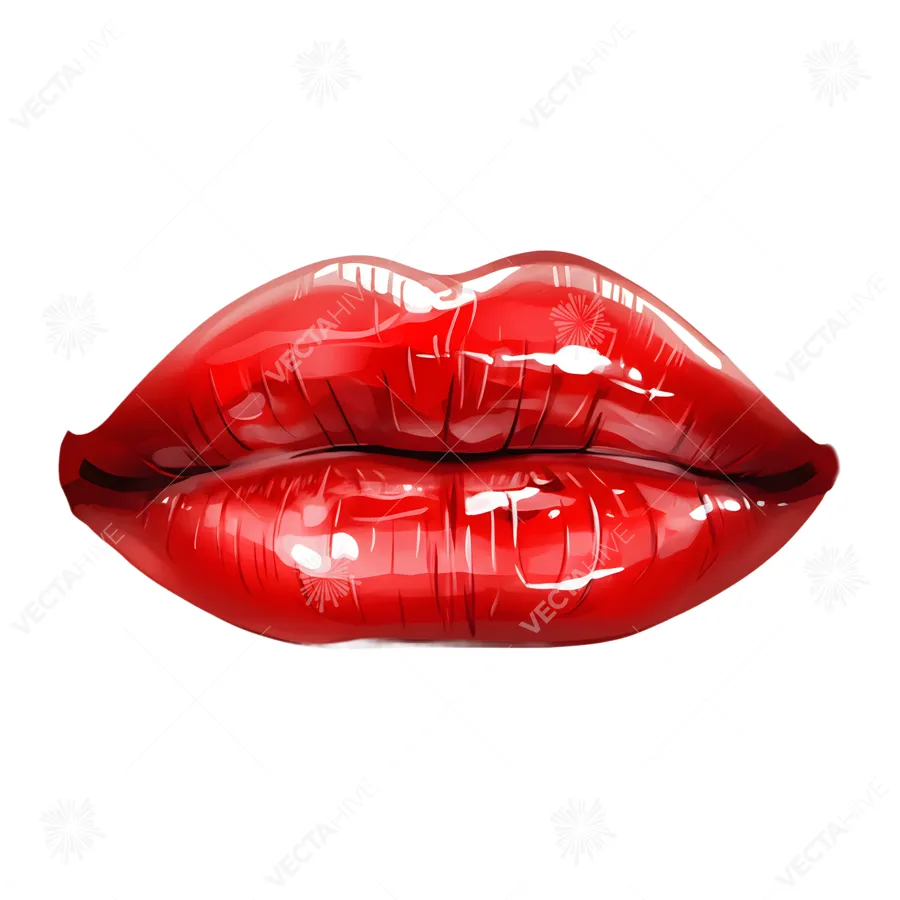 Red Glossy Lips Illustration - Vector Graphic