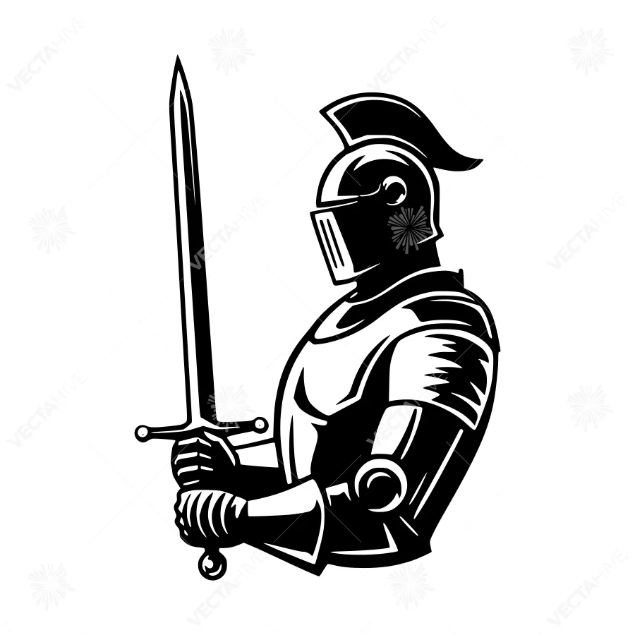 Black Knight Silhouette with Sword