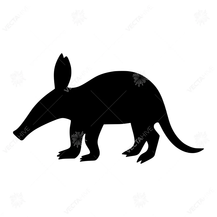 Black Aardvark Silhouette Vector Illustration
