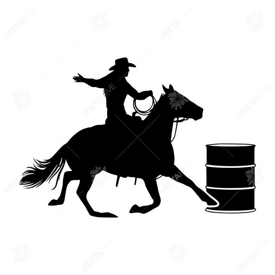 Silhouette Rodeo Rider Barrel Spin