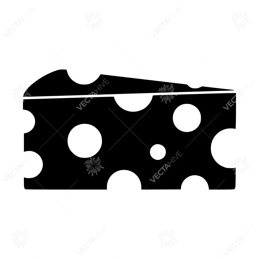 Cheese Slice Icon - Black Silhouette