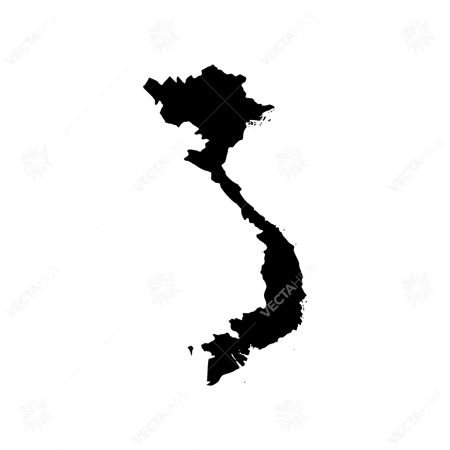 Vietnam Map Silhouette - Black Outline