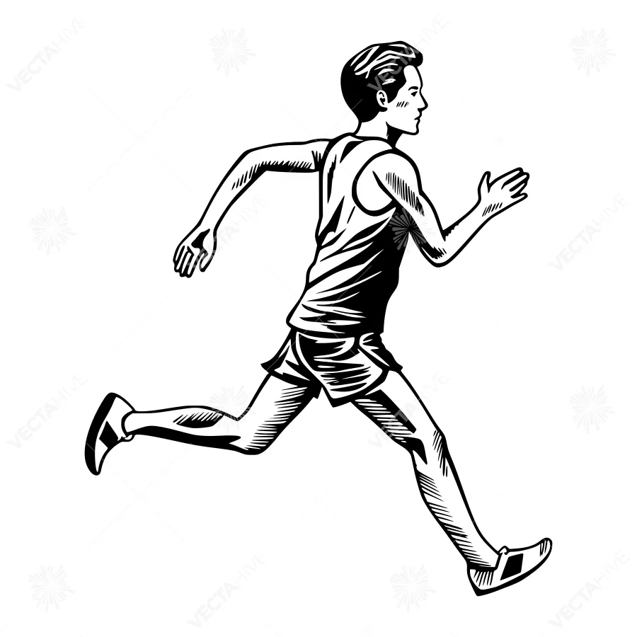 Runner Silhouette Black and White Illustration